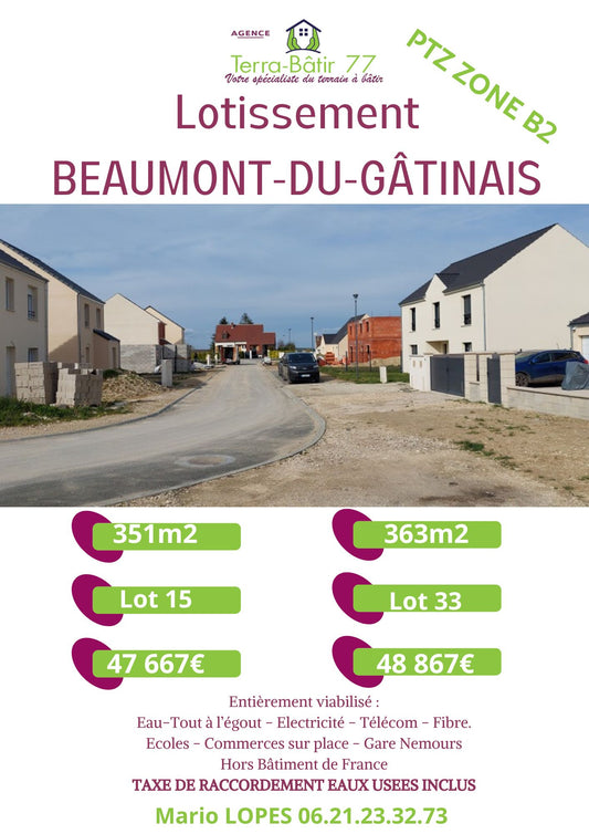 LOTISSEMENT BEAUMONT-DU-GÂTINAIS EXCLUSIVITE